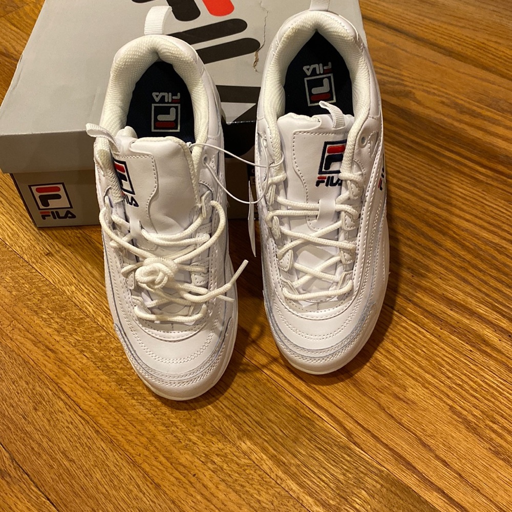 White leather trainers